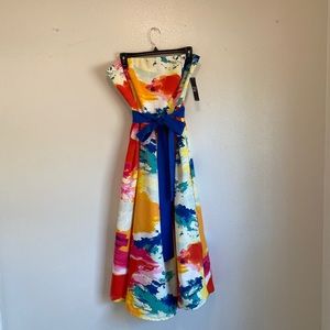 New York & Company Multicolor Strapless Dress